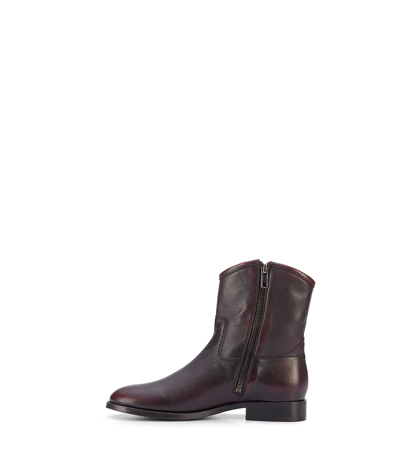 Frye Melissa Button Short 2 Boots for Women Made from Italian Leather with Antique Brass Hardware, Lining, and Outsole – 7” Shaft Height, Black/Scarlet - 8.5M