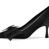 Stuart Weitzman Women's Blushing Bow 75 Pump, Black, 6
