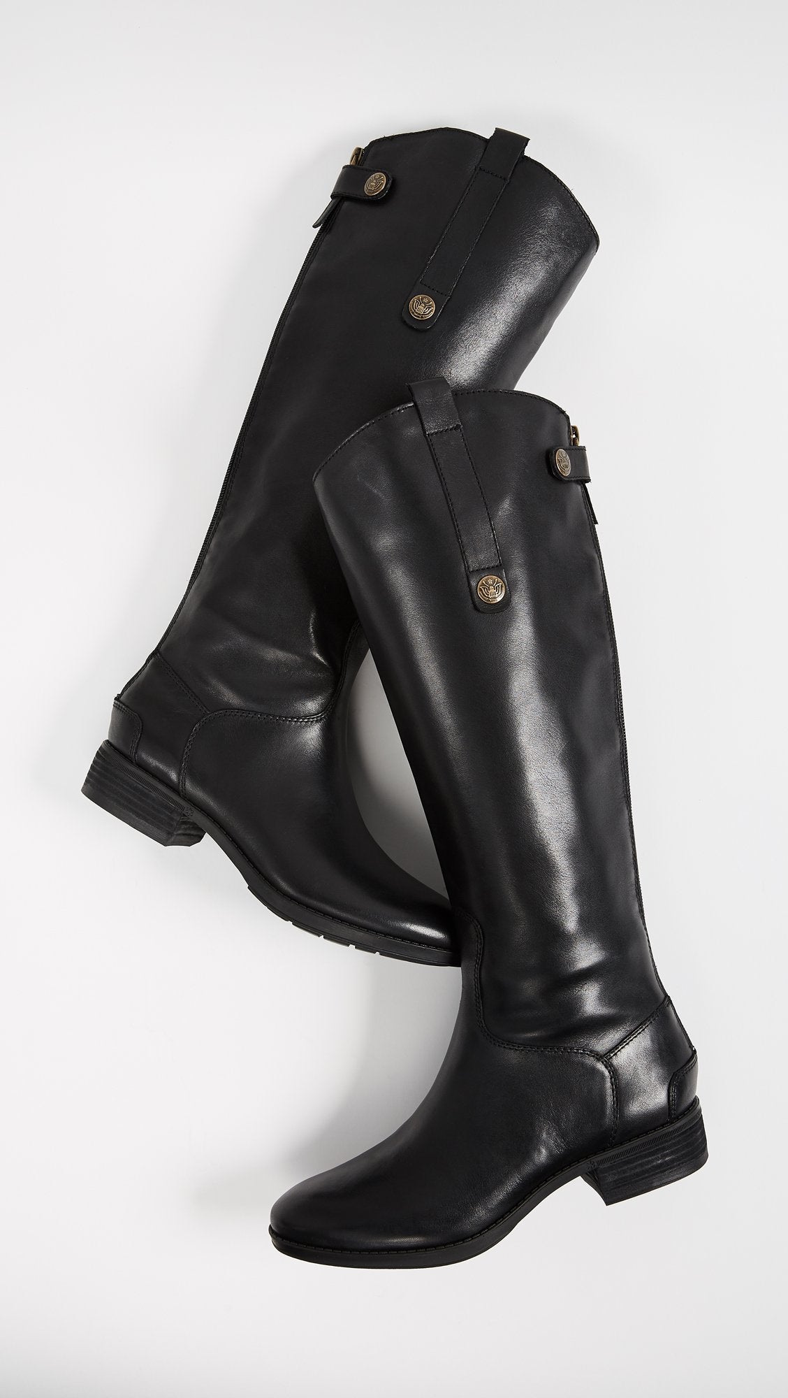Sam Edelman Women's Penny Classic Equestrian Boot, Black Leather, 7.5 Medium US
