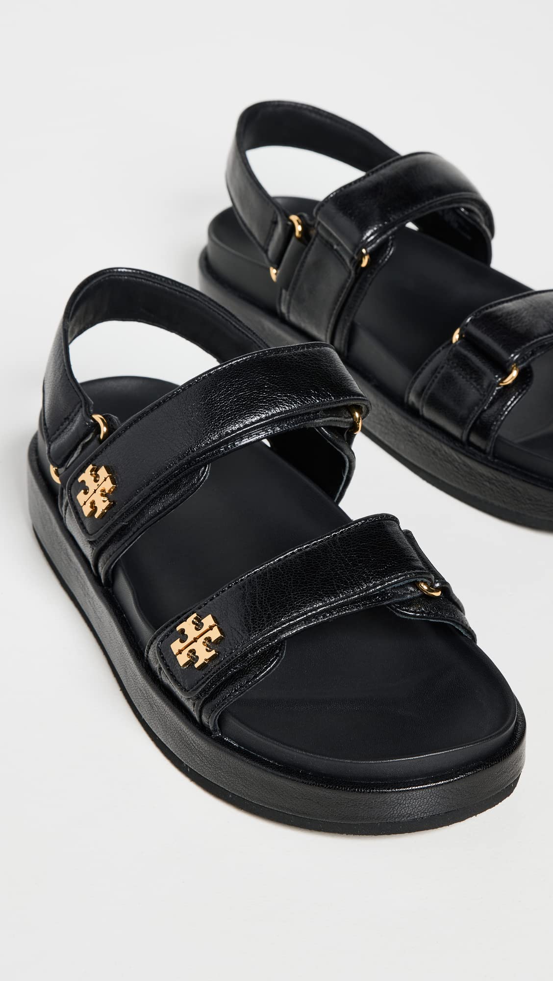 Tory Burch Women's Kira Two Band Sport Sandals, Perfect Black, 5 Medium US