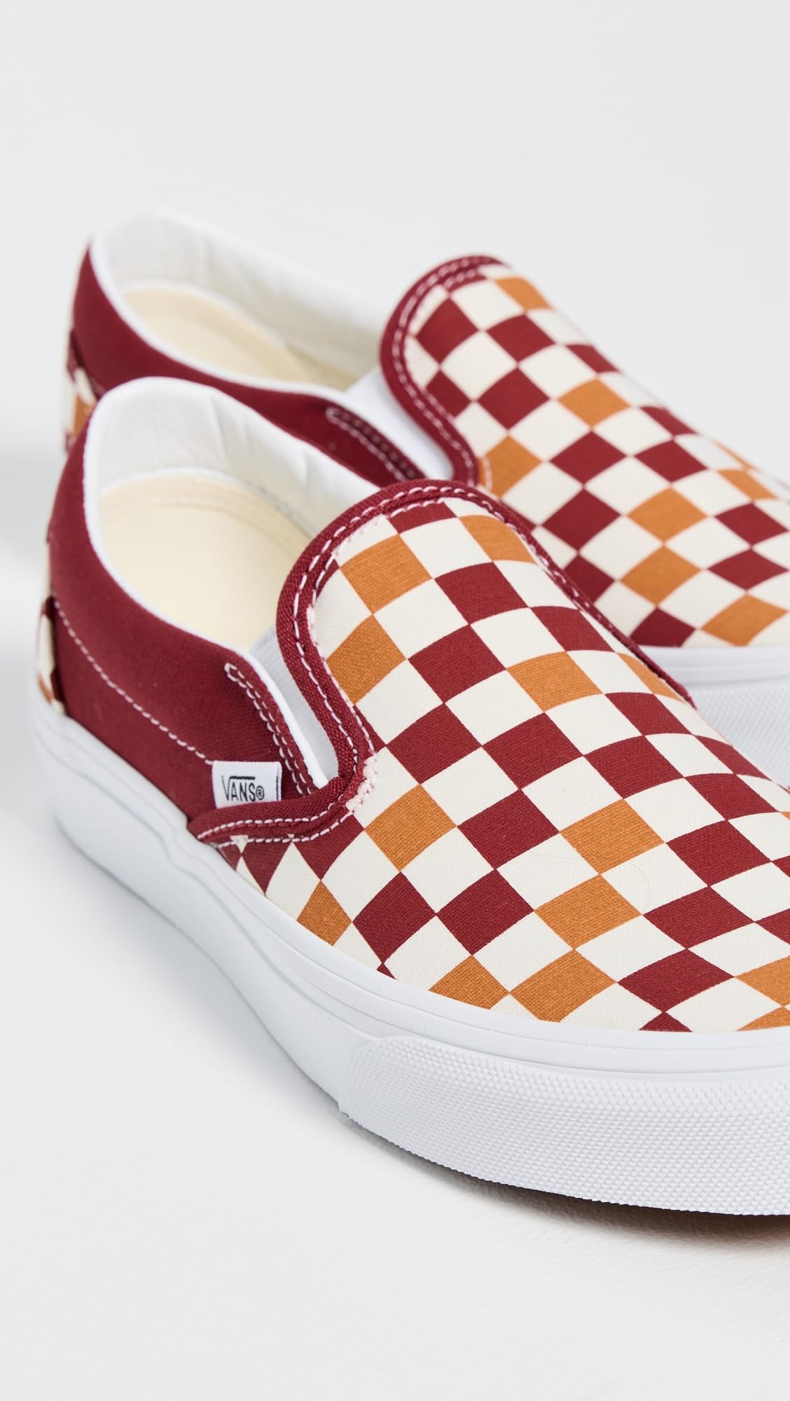 Vans Classic Slip-On Sneakers, Tri-Tone Check Red, 6 US Women/4.5 US Men