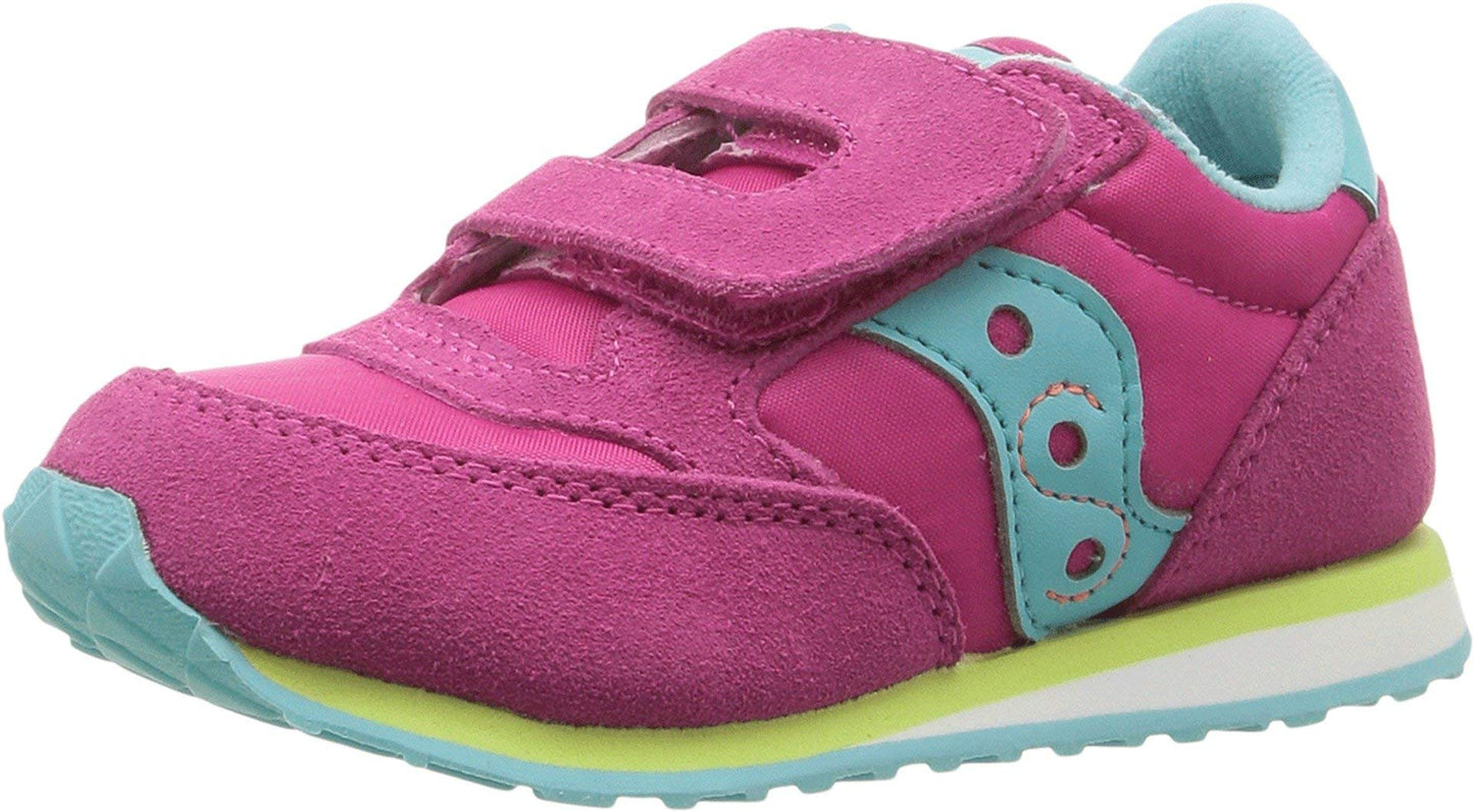 Saucony Unisex-child Baby Jazz Hook & Loop , PINK/TURQ/LIME, 10 M