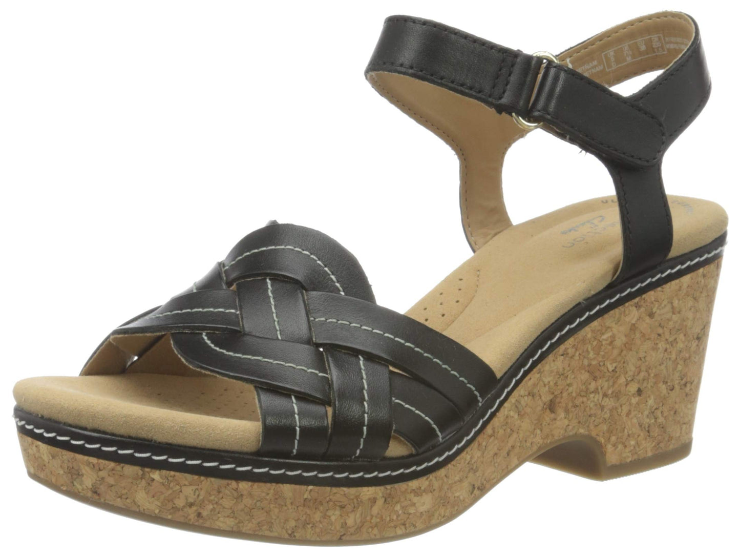 Clarks Women's Giselle Coast Heeled Sandal, Black Leather, 6