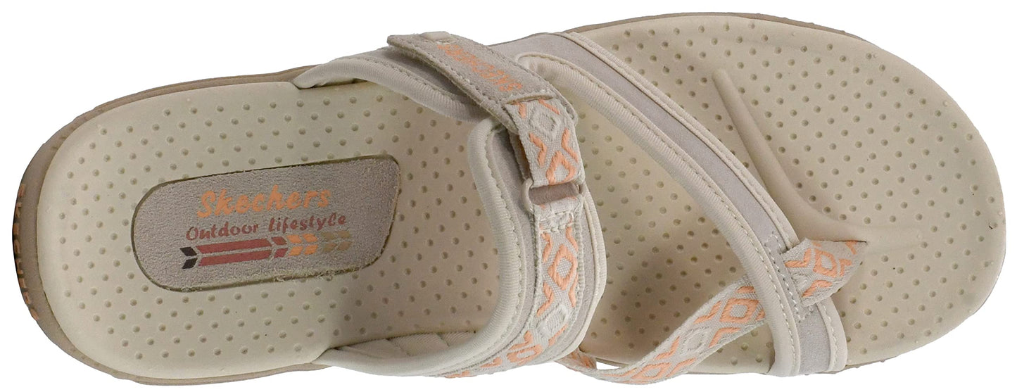 Skechers Women's Reggae Trailway Flip Flop, Dark Natural, 6.5 M US