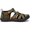KEEN Unisex-Child-Seacamp 2 CNX Closed Toe Sandals, Dark Olive/Gold Flame, 4 US Big Kid