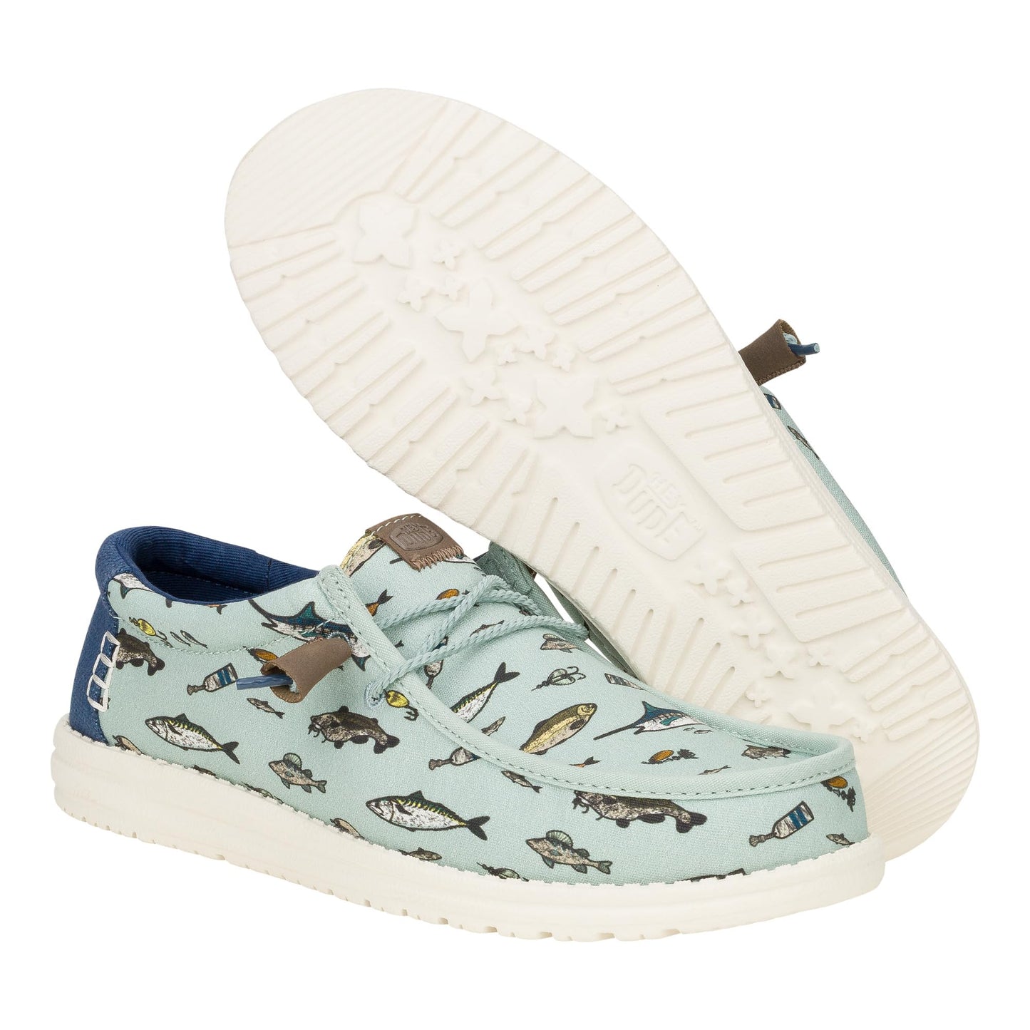 HEYDUDE Wally Marlin Cloud Blue/Sargasso Blue Size 9, Men’s Shoes, Men's Slip-on Loafers, Comfortable & Light-Weight