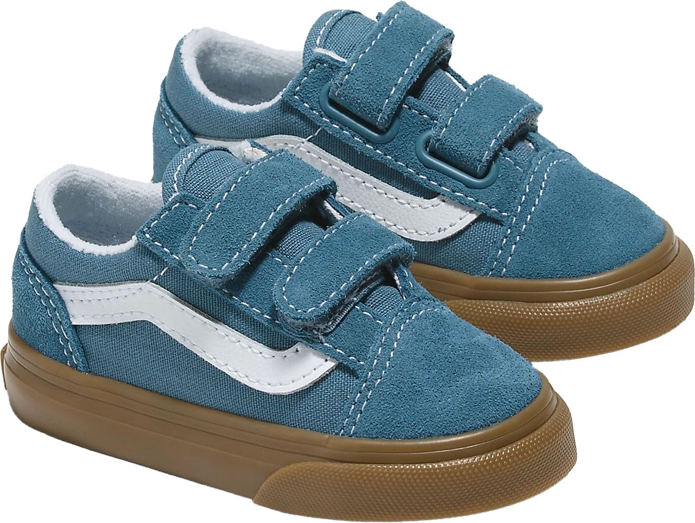 Vans - Toddlers Old Skool V Sneakers with Fastner, Color Blue/True White, Size: 6 M US Toddler