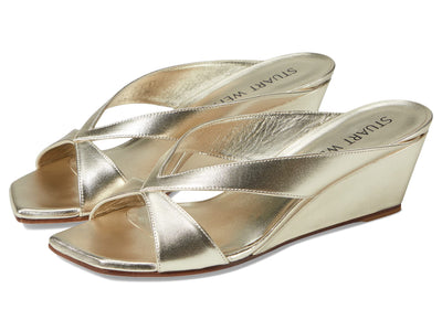 Stuart Weitzman Miami 50 Wedge Slide Platino 10.5 B