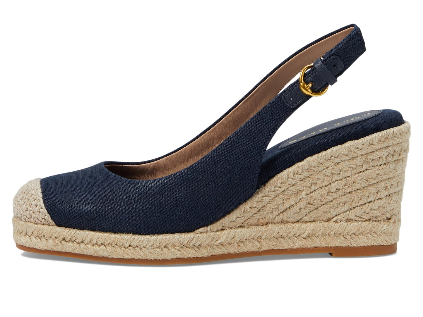 Cole Haan Women's Cloudfeel Espadrille Wedge Sling 80 mm II Platform, Navy Blazer Linen, 7