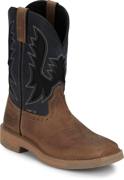 Justin Work Bolt 11" Composite Toe Men's Industrial-and-Construction-Boots, EH Rated, Oil & Slip Resistant, ASTM F2413, Cement Construction, Peanut Tan - 9.5 D