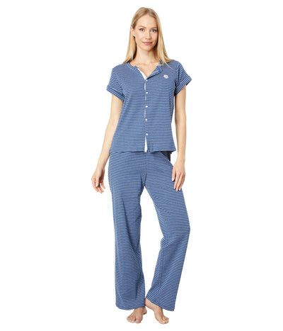 Lauren Ralph Lauren Bci Cotton Long PJ Set Blue Stripe MD (US 8-10)