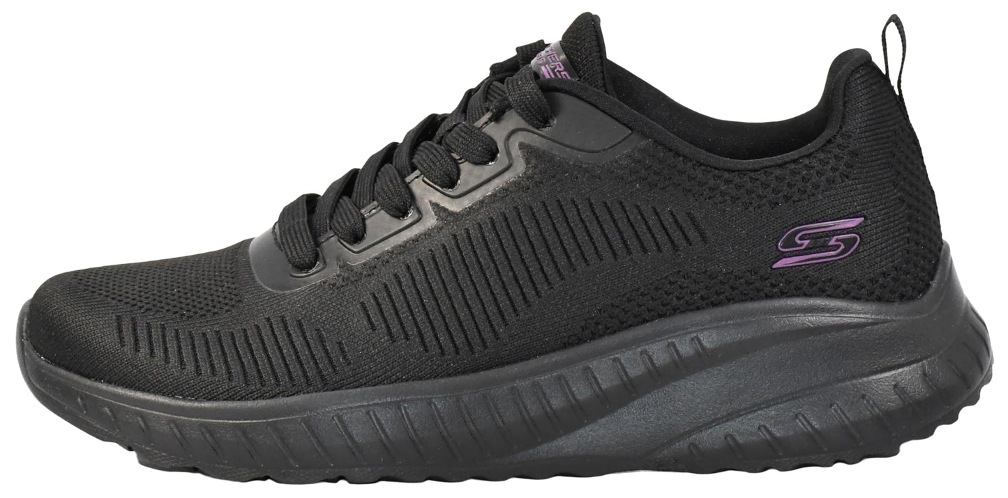 Skechers Women's Bobs Squad Chaos – Face Off Sneaker, Black/Black, 9.5