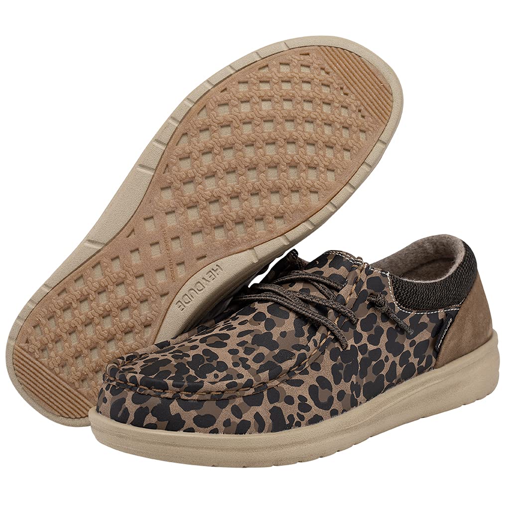 Hey Dude Women's Polly Leo Nut Size 10 | Women’s Shoes | Women’s Lace Up Loafers | Comfortable & Light-Weight