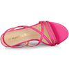 Allegra K Women's Strappy Slingback Chunky Heels Hot Pink Sandals 8 M US