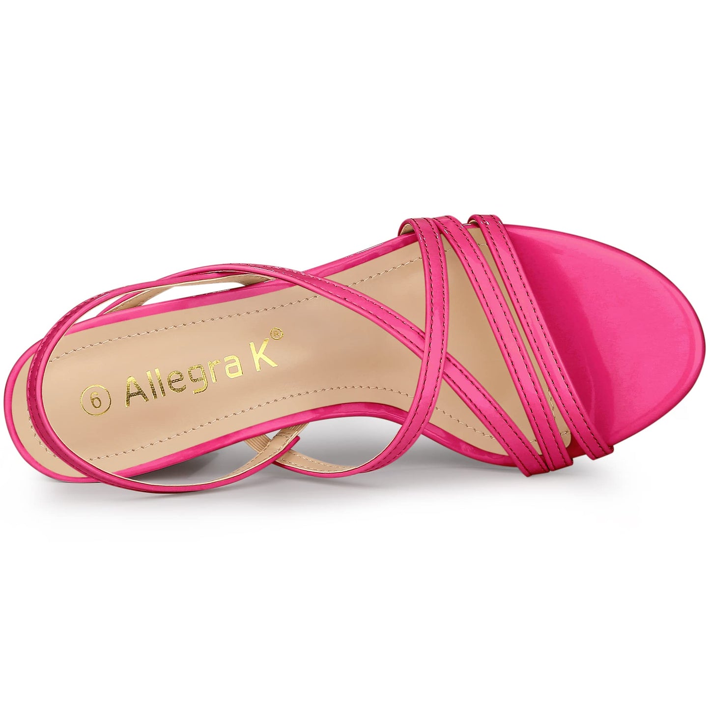 Allegra K Women's Strappy Slingback Chunky Heels Hot Pink Sandals 8 M US