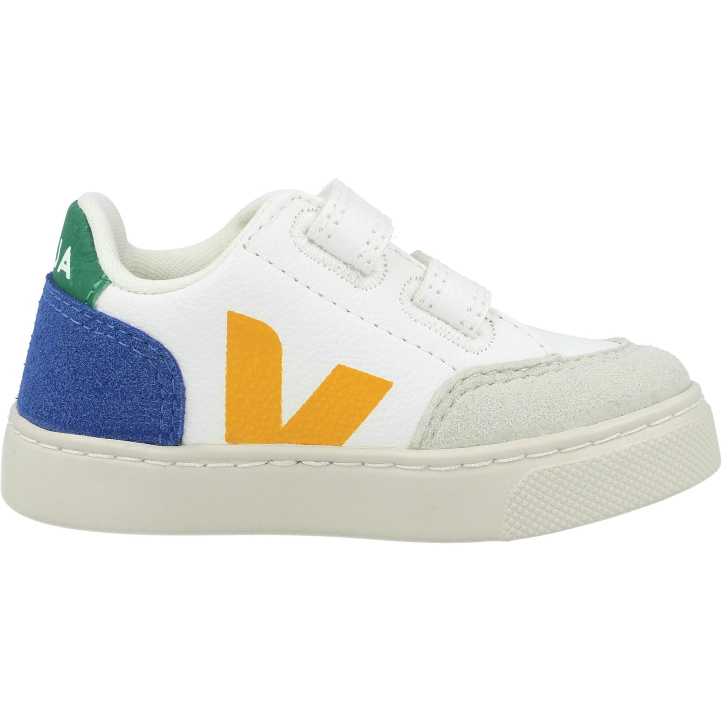 VEJA Small V-12 Chromefree (Little Big Kid) Sneaker, Extra/White/Multicolor/Indigo, 1 US Unisex