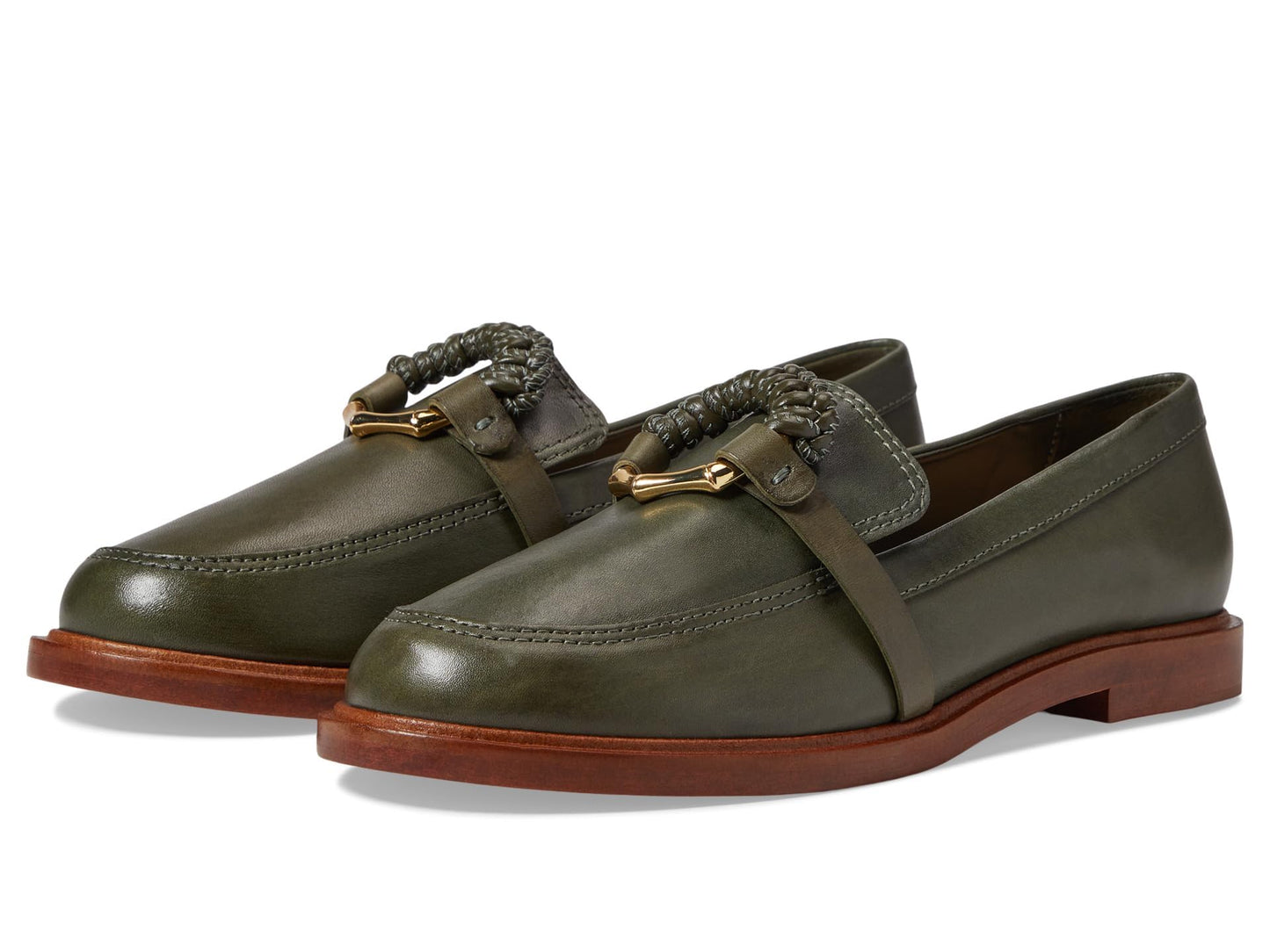 SCHUTZ Women's Rhino Loafer Flat, Militar Green, 6
