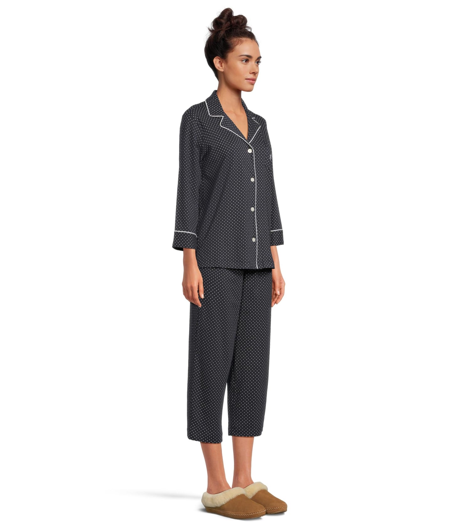 Lauren Ralph Lauren Essentials Bingham Knits Capri PJ Set Madeleine Dot Windsor Navy/White SM (US 4-6)