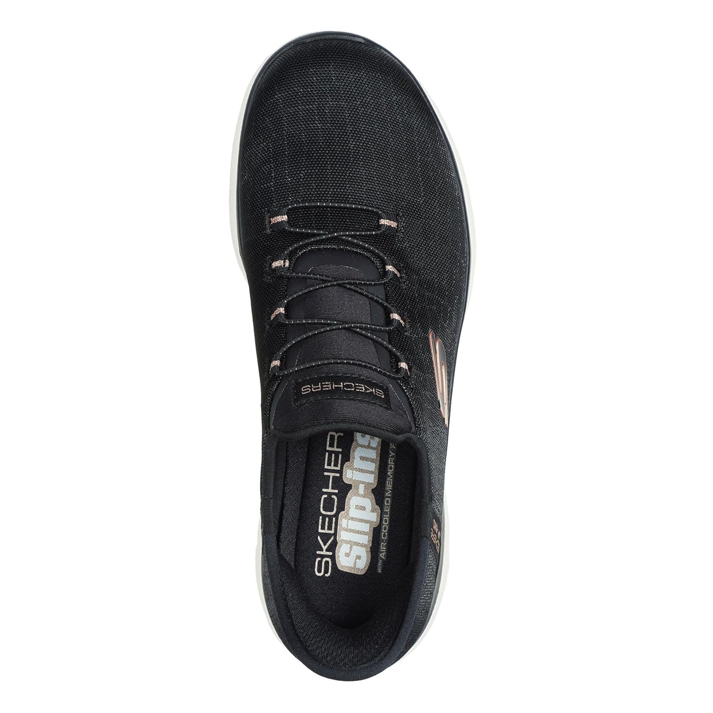 Skechers Women's Hands Free Slip-ins Summits Classy Night Sneaker, Black Rose Gold, 6.5 Wide
