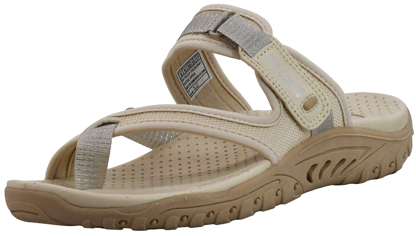 Skechers womens Reggae - Seize the Day - Toe Thong Sandal, Dark Natural, 9.5 M US