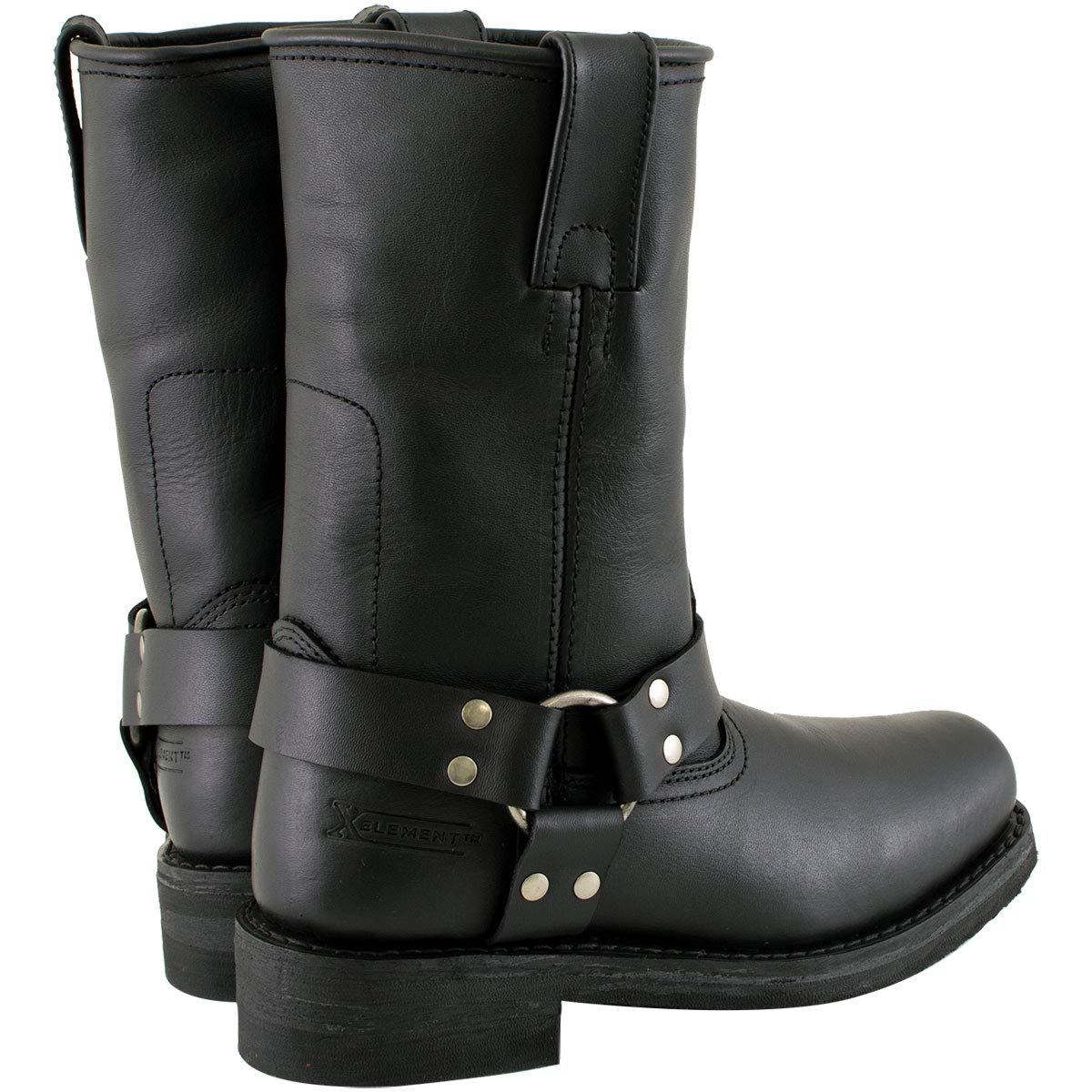Xelement 2442 Women's Black Classic Full Grain Leather Harness Motorcycle Rider Boots - 6