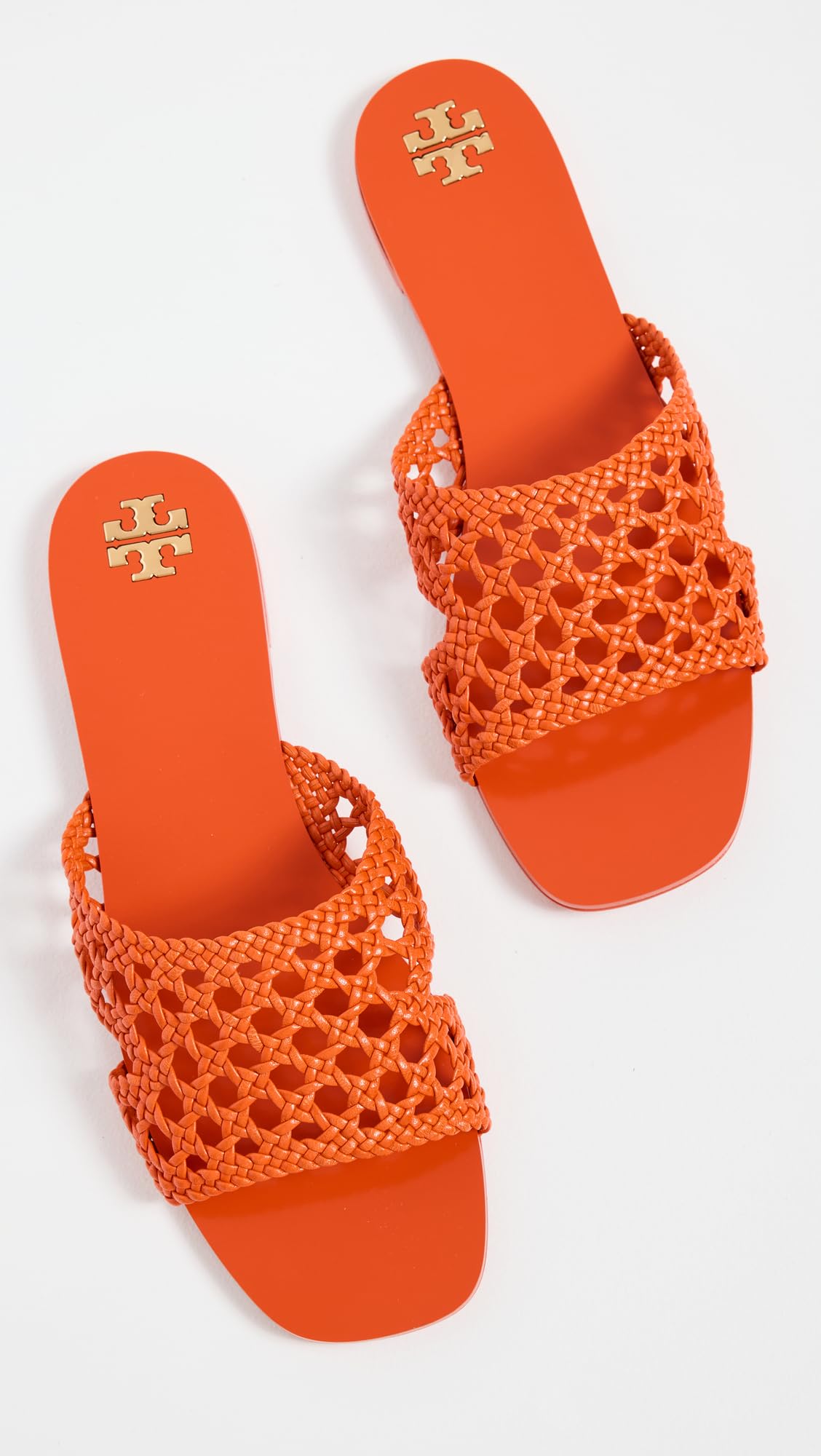Tory Burch Women's Woven Flat Slides, Desert Flower Orange, 8.5 Medium US