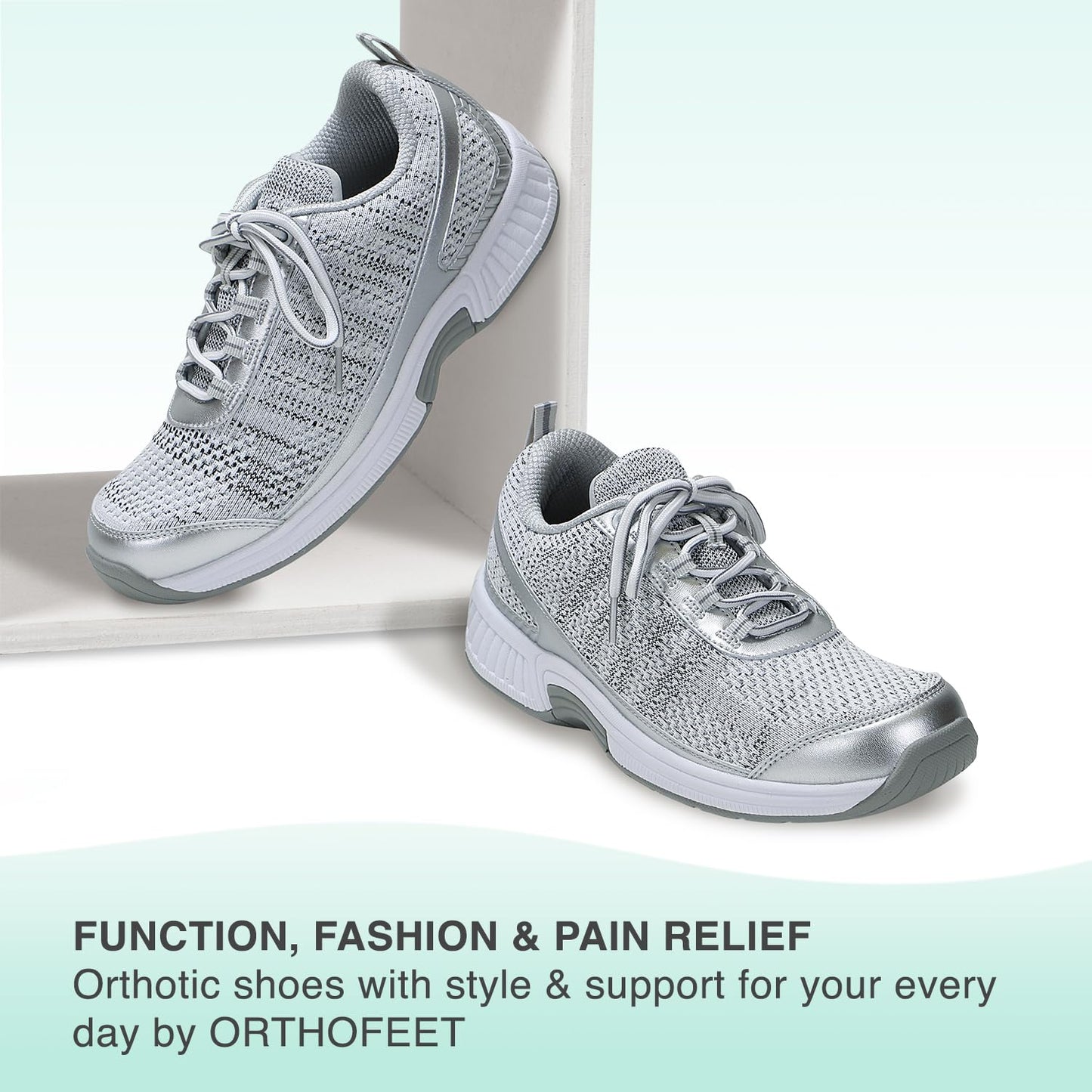 Orthofeet Women's Coral Sandy Running Shoe, Silver, 11 X-Wide