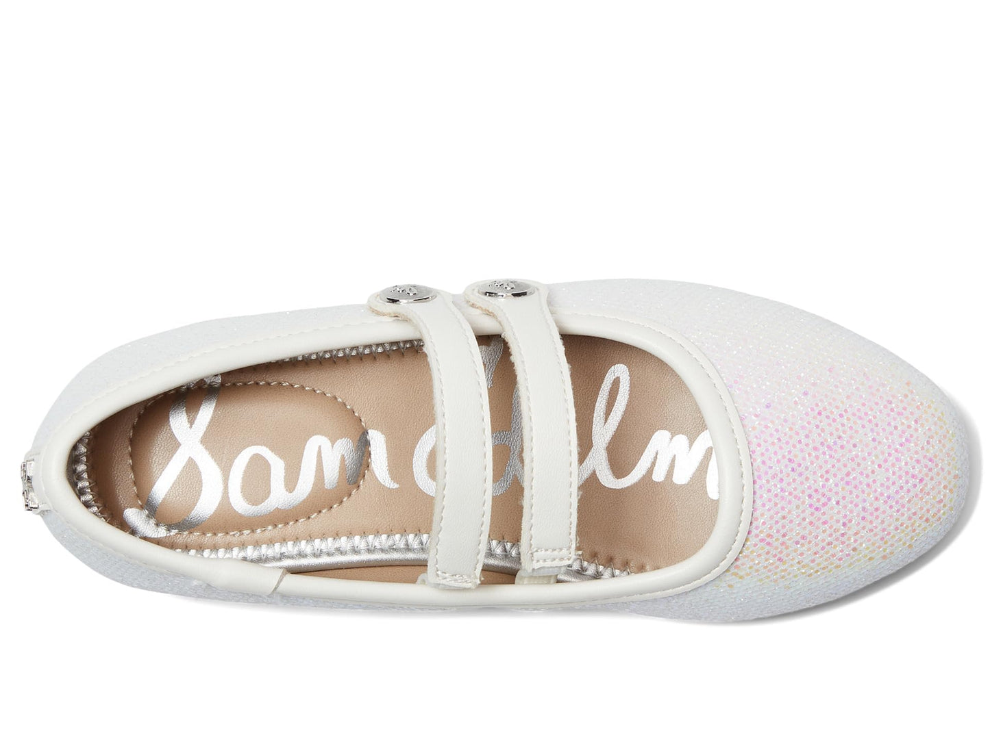 Sam Edelman Girls Maeve Button G (Little Big Kid) Ballet Flat, White, 2