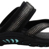 Skechers womens Reggae - Seize the Day - Toe Thong Sandal, Black/Aqua, 7 M US