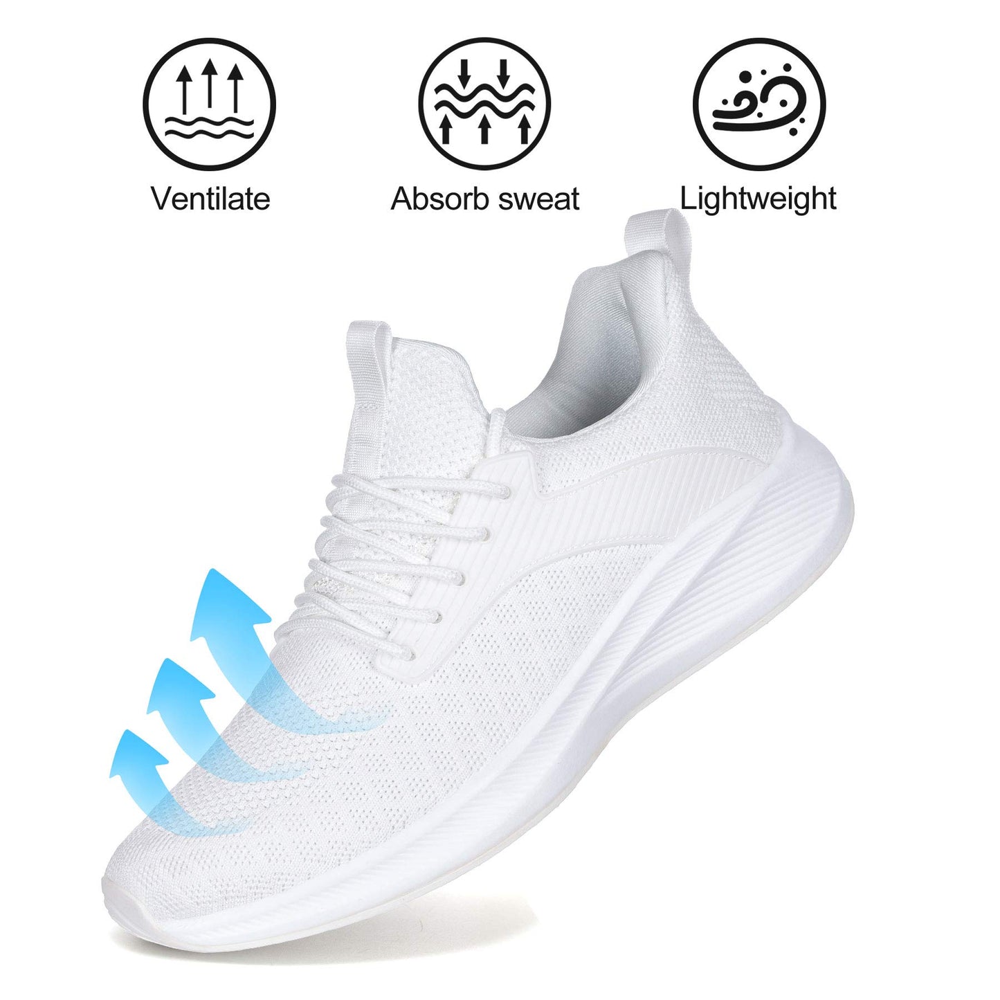 Mens Sneakers White Shoes for Men - Slip Resistant Trail Running Athletic Tennis Workout Gym Shoes Altra Light Breathable Mesh Casual Walking Shoes Size 10