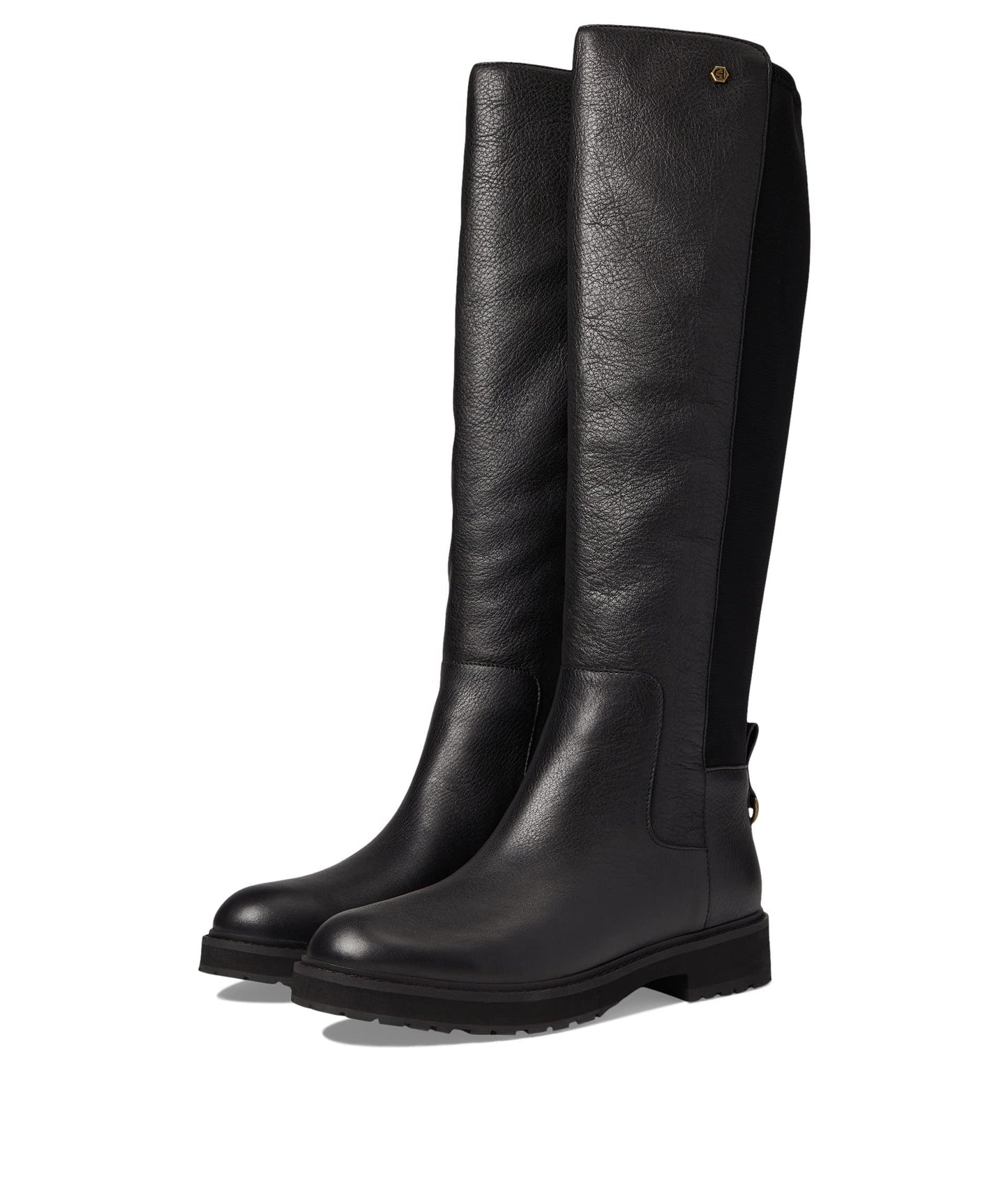 Cole Haan Waterproof Greenwich Tall Boot Black Leather/Stretch Black 9 C - Wide