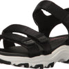 Skechers womens D'lites - Fresh Catch Wedge Sandal, Black, 9 US