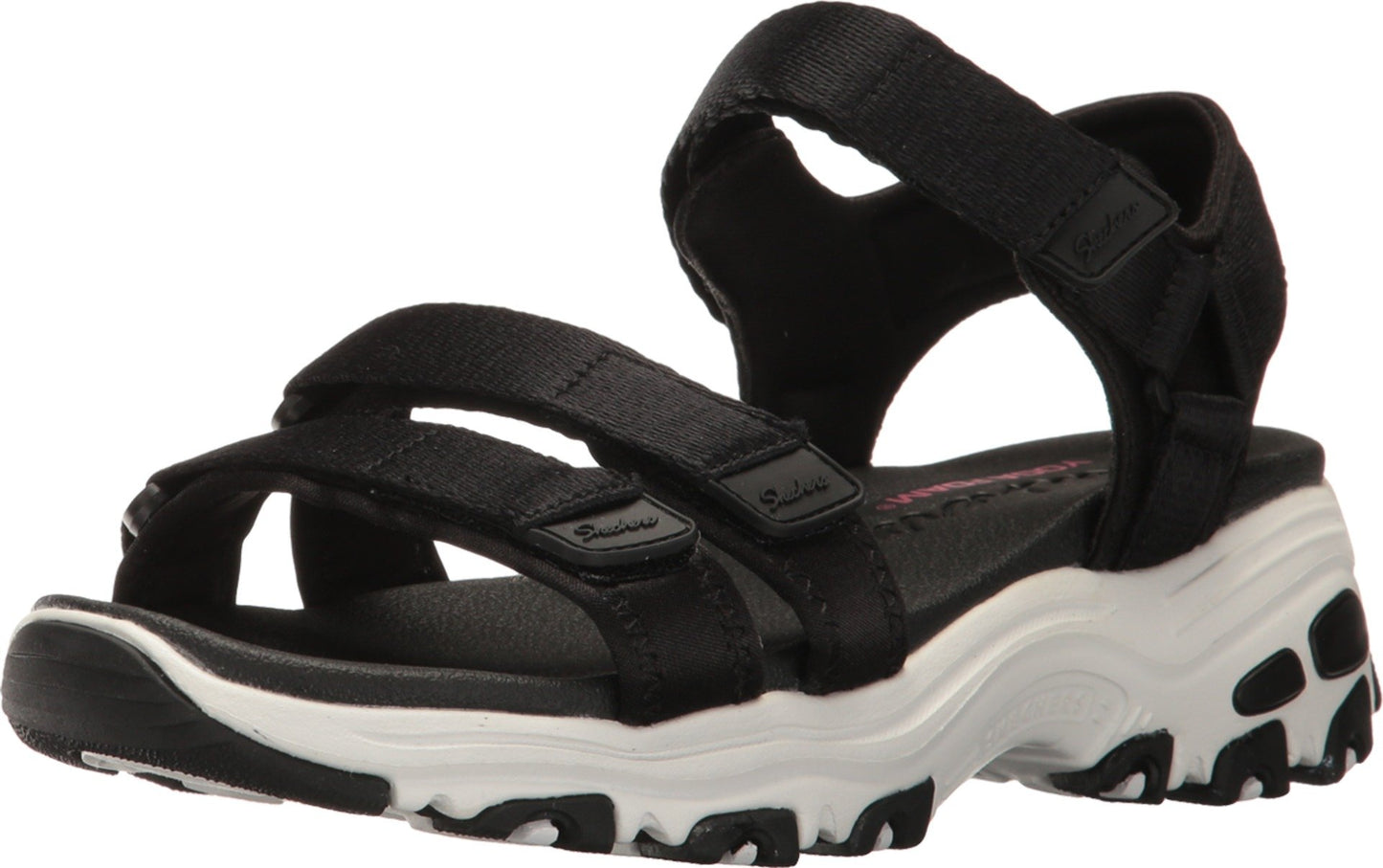 Skechers womens D'lites - Fresh Catch Wedge Sandal, Black, 9 US