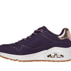 Skechers Women's Uno Shimmer AwaySneaker, Dark Purple Durabuck Rosegold Duraleather M, 8 UK