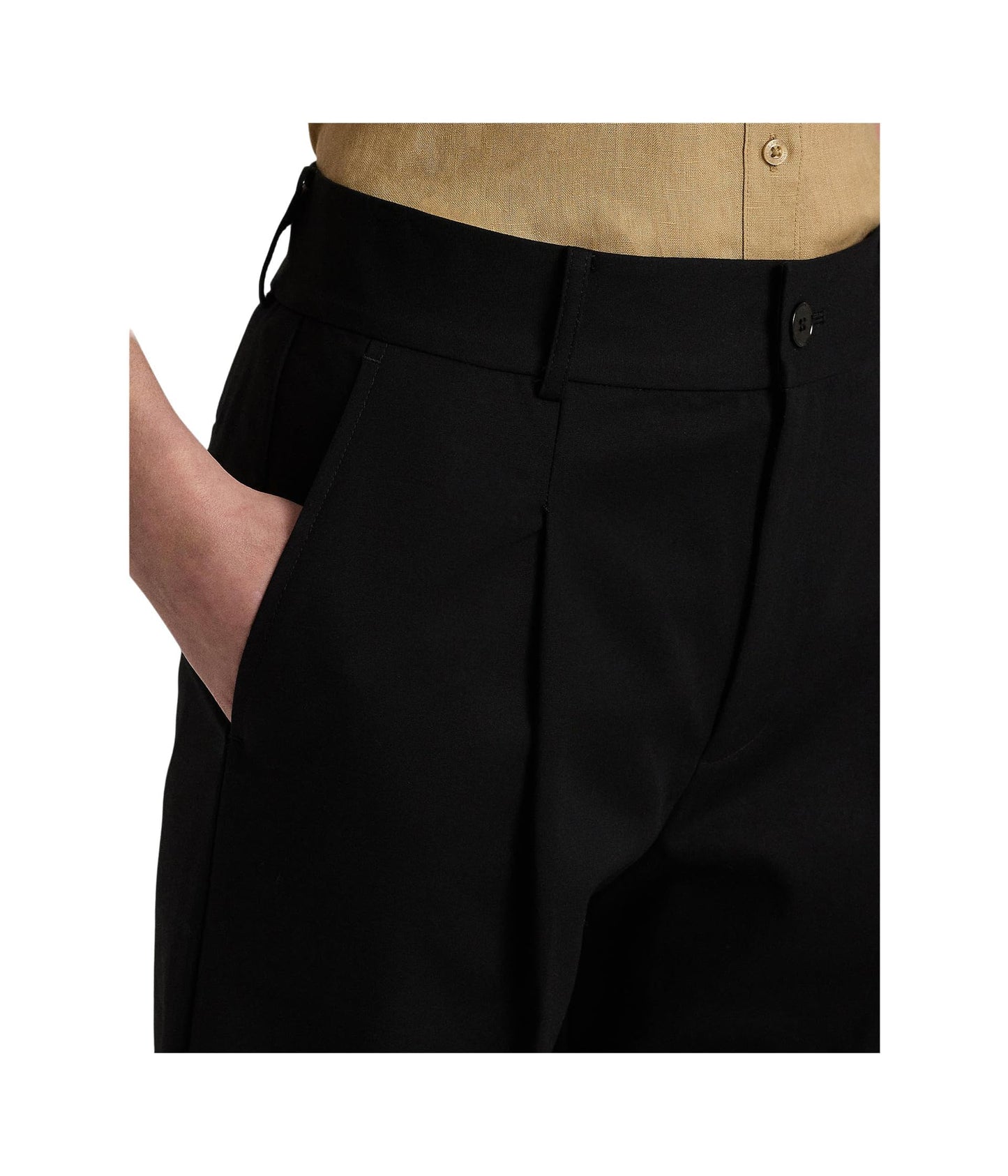 Lauren Ralph Lauren Women's Double-Faced Stretch Cotton Ankle Pants, Black, 14, 24.5