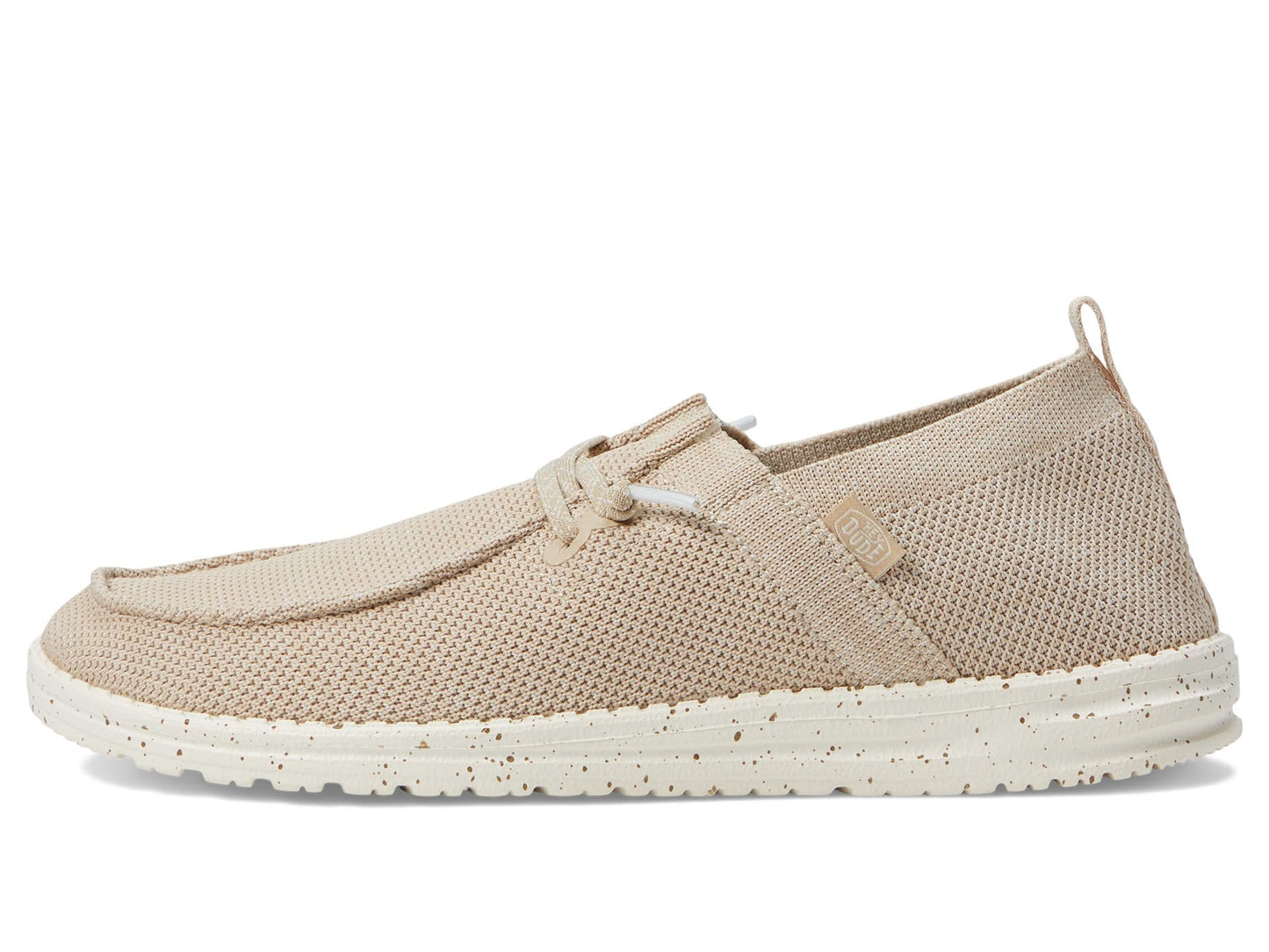 HEYDUDE Women's Wendy Halo Slip On Shoe, Beige Size 6 | Lightweight Casual Loafer with Elastic Laces and Removable Foam Insole
