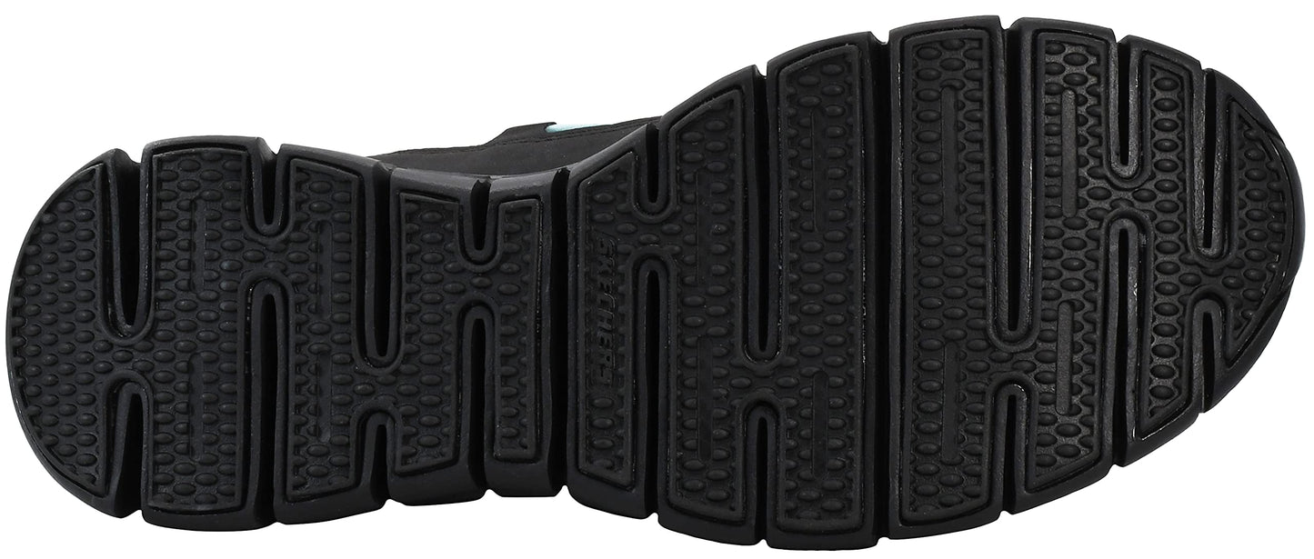 Skechers Sport Women's Loving Life Memory Foam Fashion Sneaker, Black/Turquoise, 10 M US