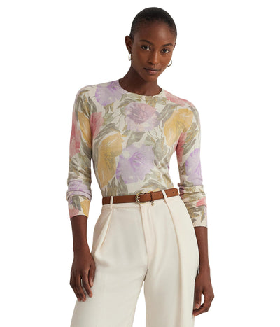 Lauren Ralph Lauren Womens Floral Cotton-Blend Sweater Multi M
