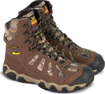 Thorogood Crosstrex 8” Insulated Waterproof Hiking Boots for Men - Premium Breathable Leather and Mesh with Mossy Oak Break-Up Country Camo and Traction Outsole, Brown/Mossy Oak - 8.5 W US
