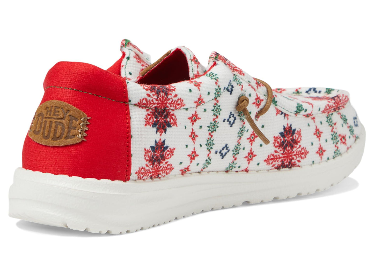 HEYDUDE Wally Youth Ugly Sweater Cream Size 1 | Kids Shoes | Kids Slip-on Loafers | Comfortable & Light-Weight