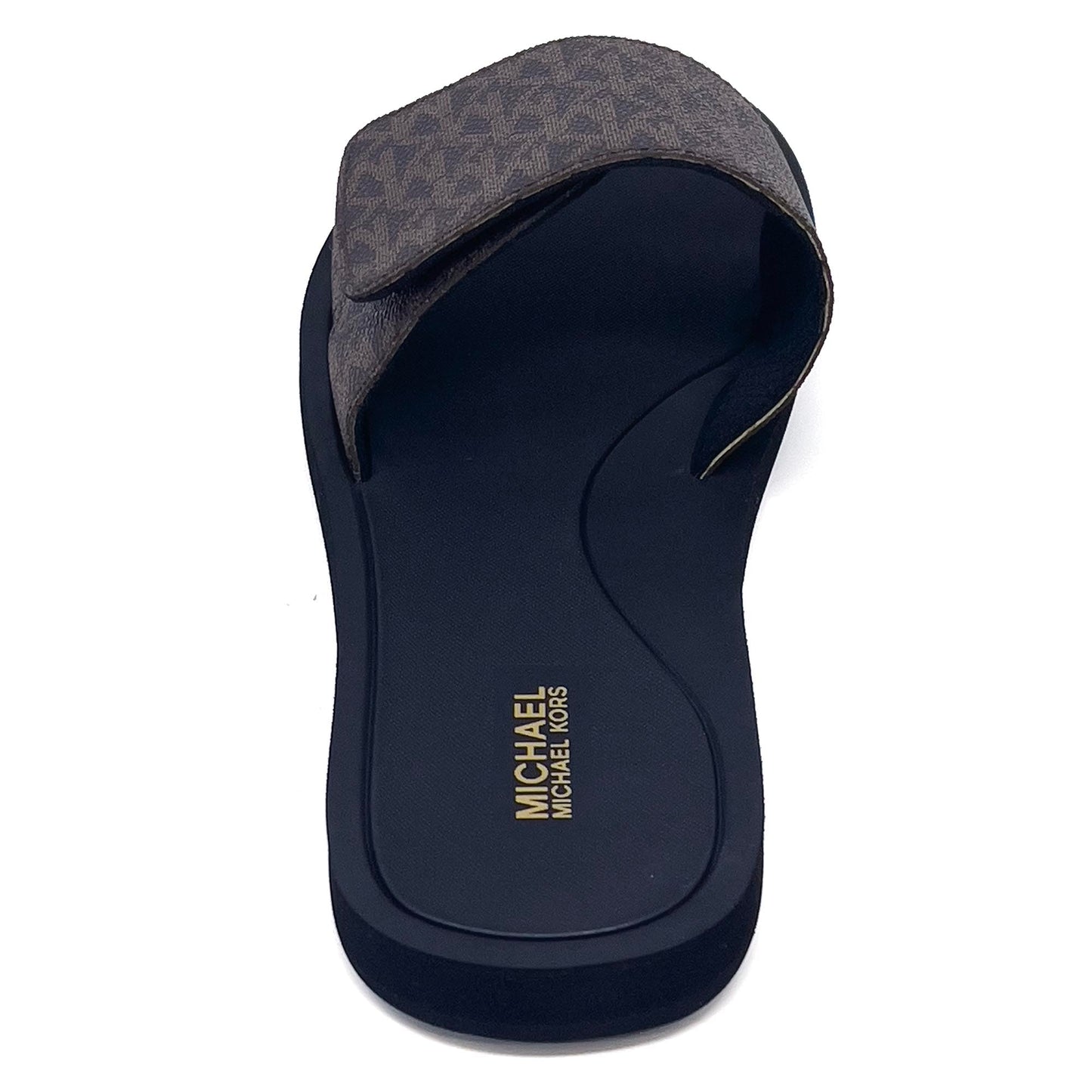Michael Kors Wade Slide Sandals,Mini Mk,PVC, Brown (numeric_8)