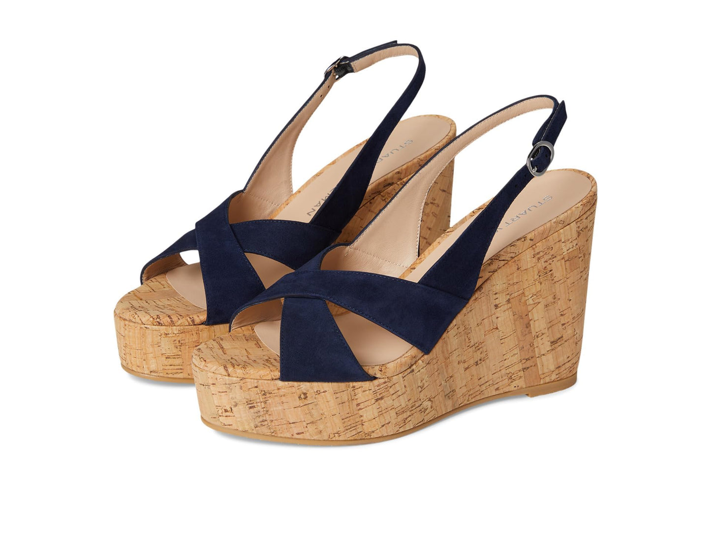 Stuart Weitzman Womens Dayna Slingback Wedge Nice Blue 6.5 Medium