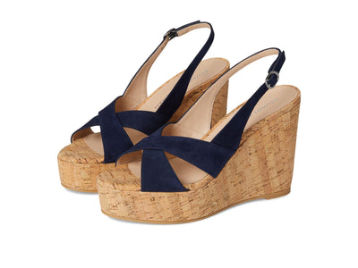 Stuart Weitzman Womens Dayna Slingback Wedge Nice Blue 6.5 Medium