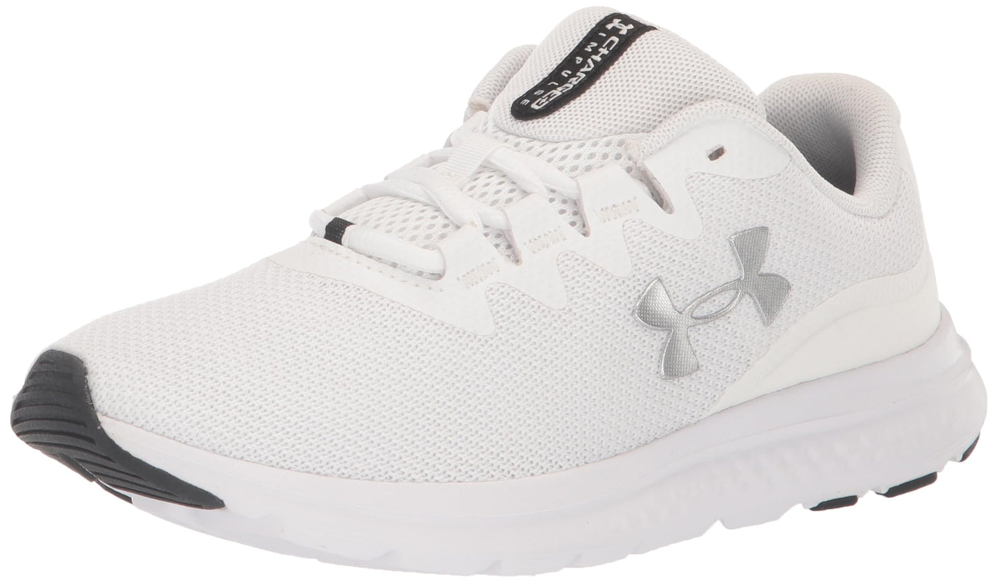 Under Armour Women's Charged Impulse 3 Knit, (100) White/White/Metallic Silver, 8.5, US
