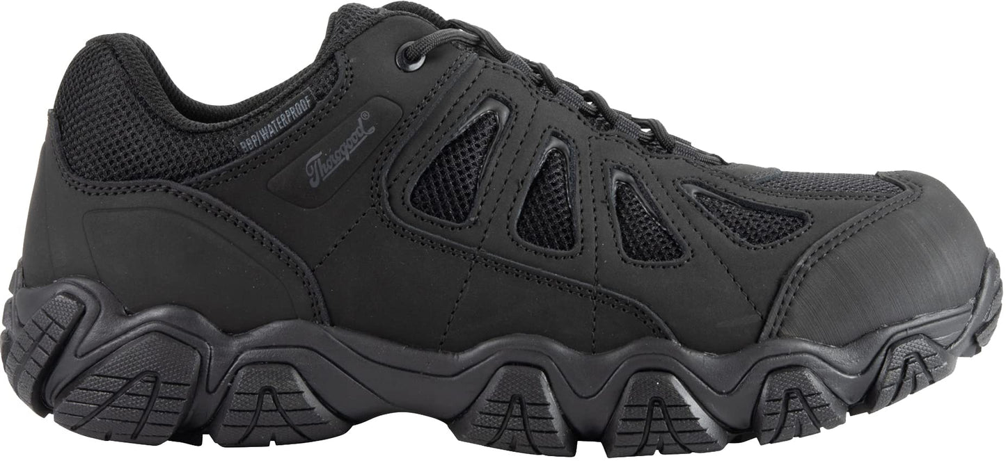 Thorogood Crosstrex Waterproof Athletic Safety Toe Work Shoes for Men - Lightweight Premium Leather and Mesh with Comfort Insole and Slip-Resistant Outsole; ASTM Rated, Black/Grey - 11 W