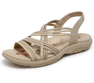 Skechers womens Reggae Slim Simply Stretch Sport Sandal, Natural/Taupe, 8 US