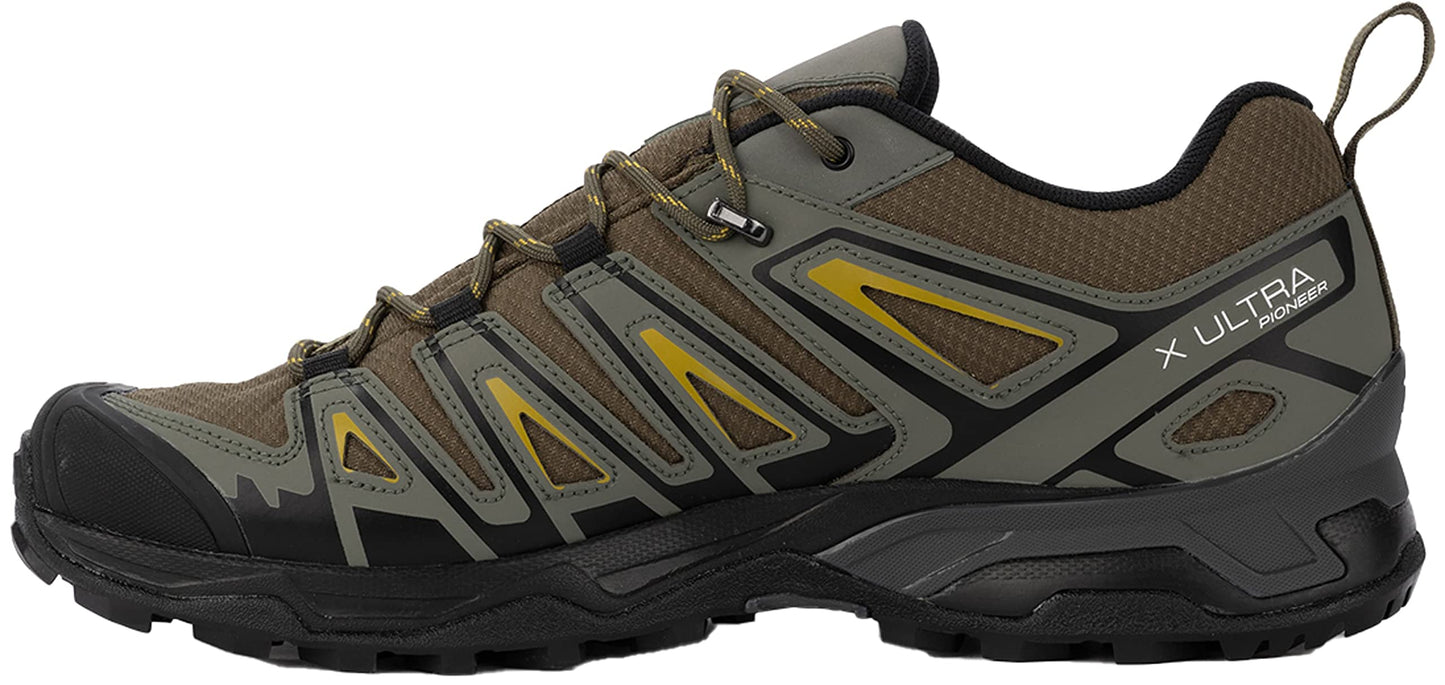 Salomon Men's X Ultra Pioneer CLIMASALOMON™ Waterproof Hiking Shoes for Men, Olive Night/Castor Gray/Antique Moss, 10.5