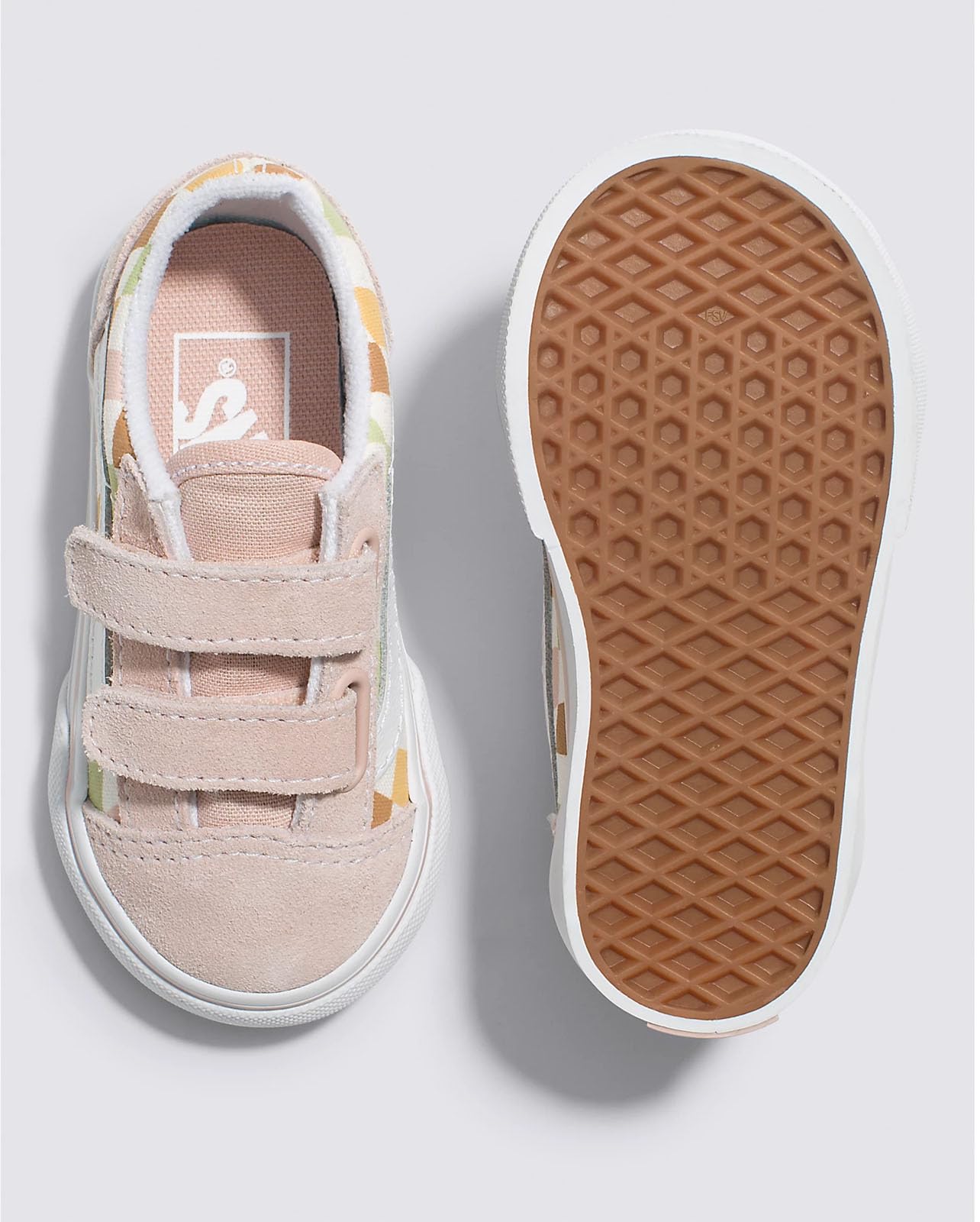 Vans - Toddlers Old Skool V Sneakers with Fastner, Color Pastel Block Multi/True White, Size: 7 M US Toddler
