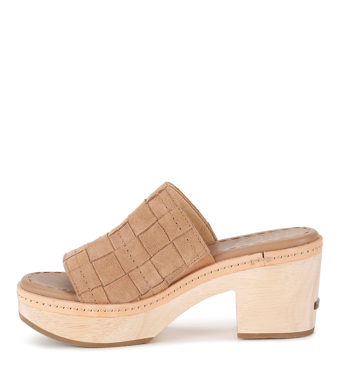 Frye Hazel Woven Slide Women's Platform Sandal - Luxurious Suede & Soft Scrunched Leather, Camel - Silky Suede Leather - 11 M