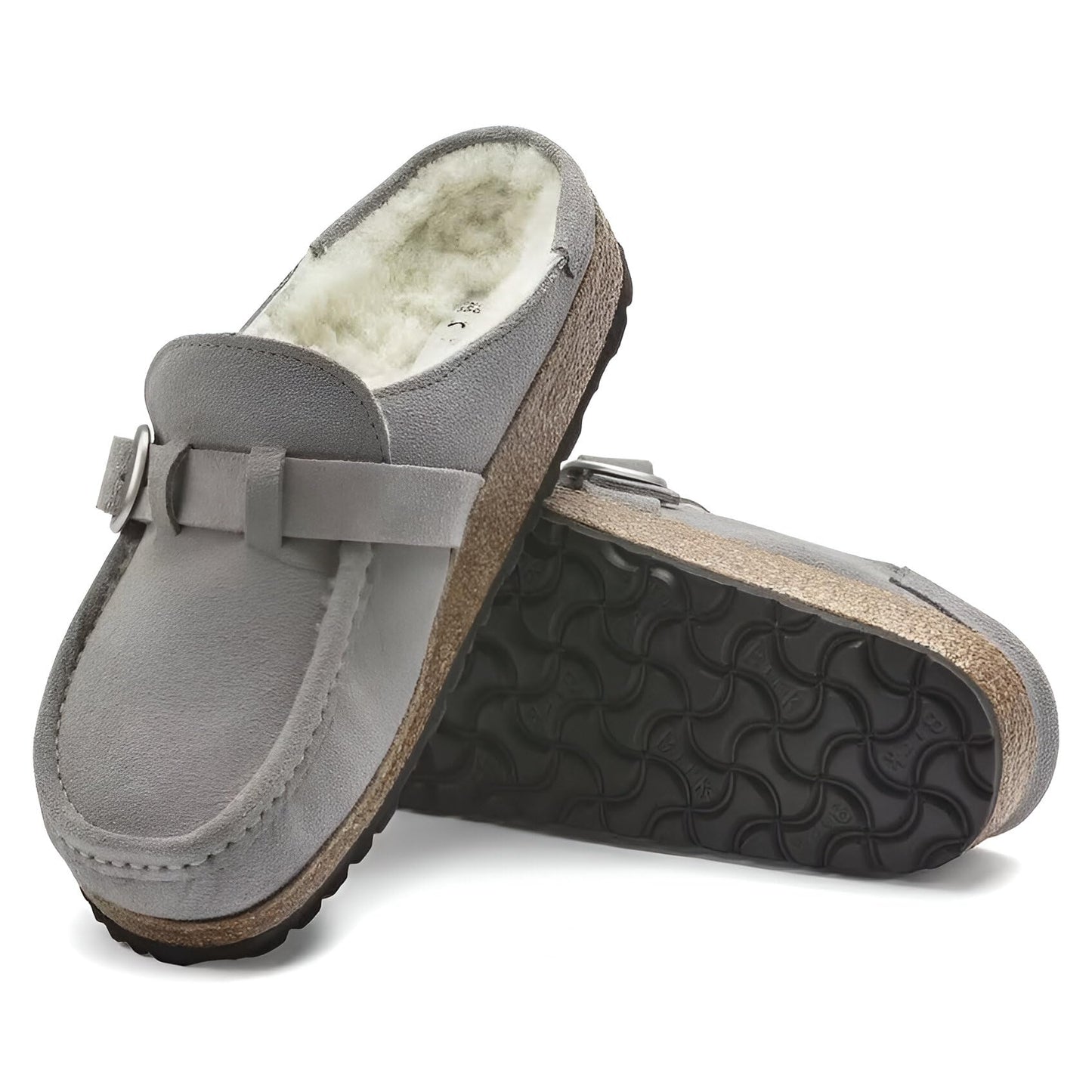 Birkenstock Women's, Buckley Shearling Clog - Narrow Width Stone Coin 37 M